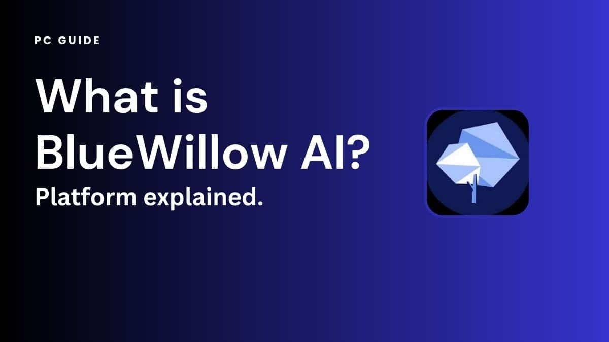 Illustration informative sur BlueWillow AI, une plateforme innovante d’intelligence artificielle spécialisée dans la génération d’images. Le visuel met en avant un guide expliquant le fonctionnement de BlueWillow AI, outil populaire pour créer des visuels uniques grâce à l’IA.